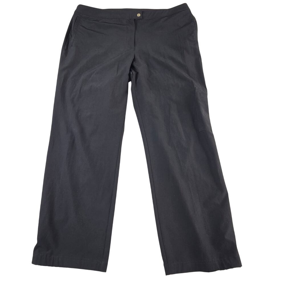 Chicos Zenergy Snap Pants Black sz 3 Short XL Stretch Cargo Straight Leg Pockets